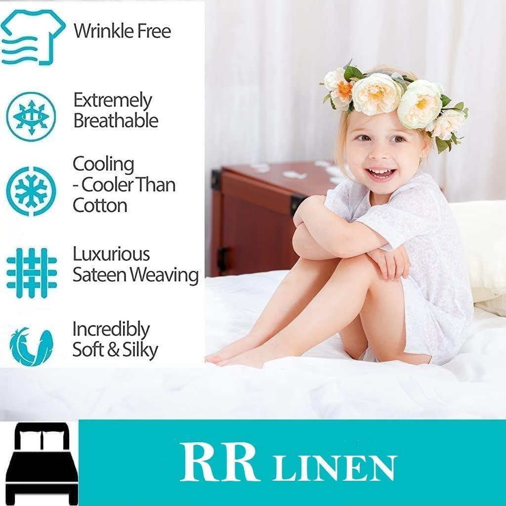 RR Linen Split California King Sheet Set 5 PCs for Split California King Bed Size 100% Cotton 800 TC, Split California King Sheets Set for Adjustable beds 16\'\' Deep Pocket (Split California King, White)