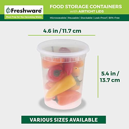 Freshware Freshware Food Storage Containers [24 Set] 32 oz Plastic Deli Containers with Lids, Slime, Soup, Meal Prep Containers | BPA Free | Stackable | Leakproof | Microwave/Dishwasher/Freezer Safe