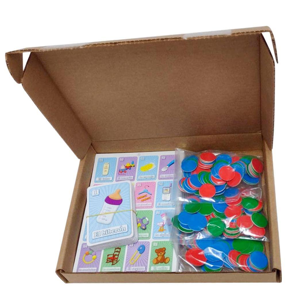 More Fiesta More Fiesta Baby Shower Bingo Tablas Game in Spanish, for 30 Players with Chips in A Box