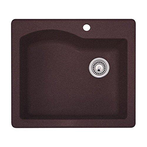 Swanstone Swanstone QZ02522SB.170 Granite 1-Hole Dual Mount Single-Bowl Kitchen Sink, 25-in L X 22-in H X 9-in H, Espresso