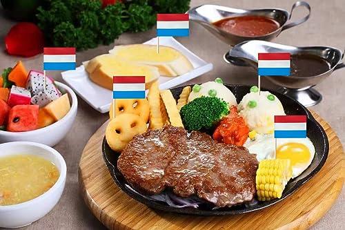 stidsds stidsds 100 Pcs Luxembourg Flag Luxembourgers Toothpick Flags Mini Small Luxembourg Cupcake Toppers Stick Flags Banner Party Cocktail Fruit Decoration