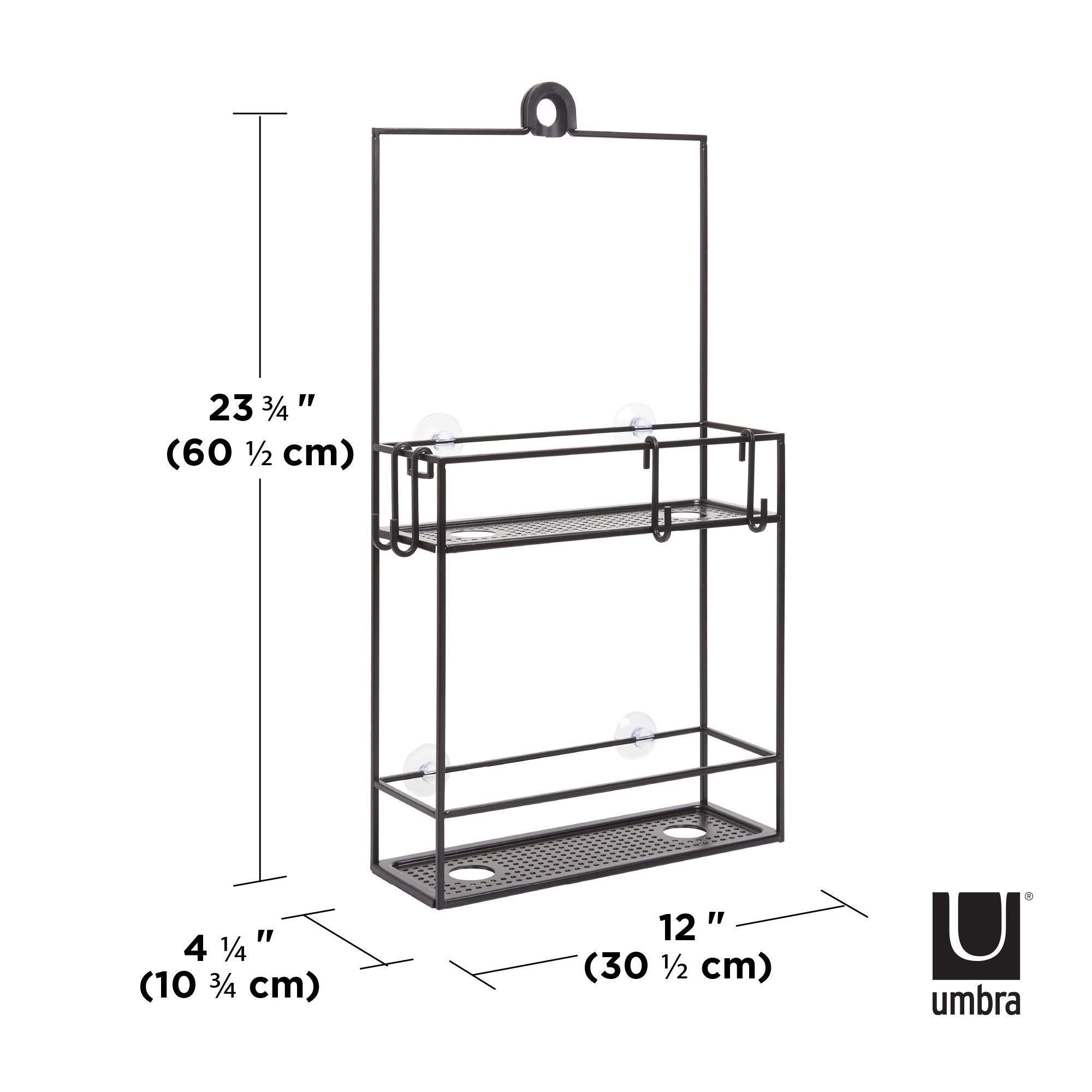 Umbra Umbra 023461-040 Cubiko Shower Caddy, Black Metal Shower Caddy Over the Shower Head