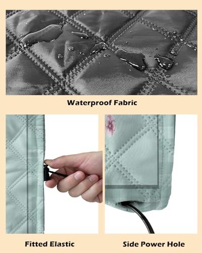 T&H XHome Indoor Air Conditioner Cover - Beautiful Dreamy Flower Cup SplashINg Cyan Buffalo Check Plaid Double Waterproof Adjustable Inside WINdow AC Unit Cover Parts with Free Elastic Straps, 21x15x3.5IN