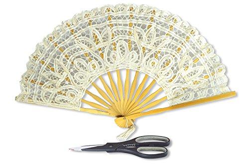 Rangebow Lace Hand Fan Ivory Beige Open Length 50cm / 20\" by Gothi Creations Bridal, Dance, Party Favours (Ivory)