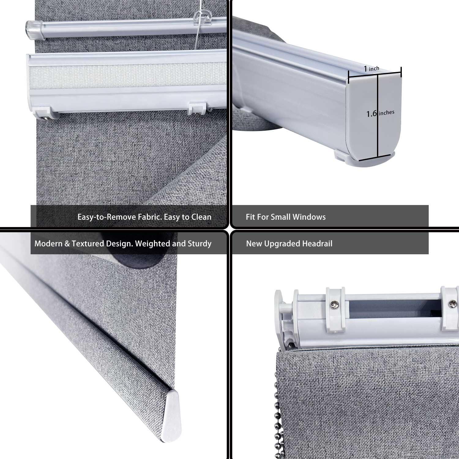 getopblinds Roman Shades Custom Size Blackout Roman Blinds for Windows, Thermal Insulated Heat Blocking Room Darkness Window Blinds & Shades, Linen Textured Blinds for Home Office, 69" W x 64" L, Grey-Blackout