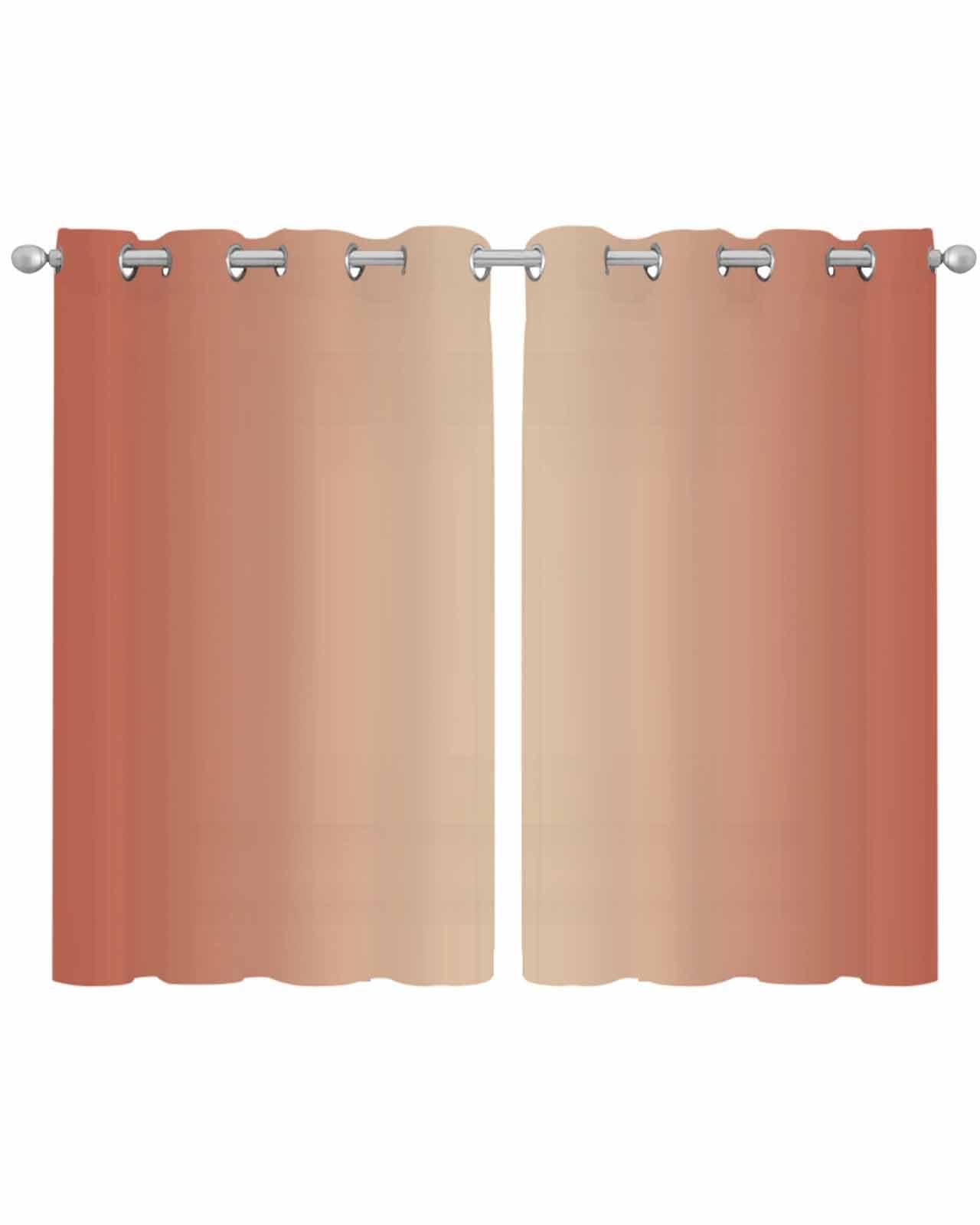 Onekaccu Burnt Orange Sheer Curtains 54 Inch Length 2 Panels Set, Modern Minimalist Gradient Solid Color Grommet Kitchen Curtains Sheer Window Curtain for Living Room Bedroom Light & Airy Privacy Drapes 52x54