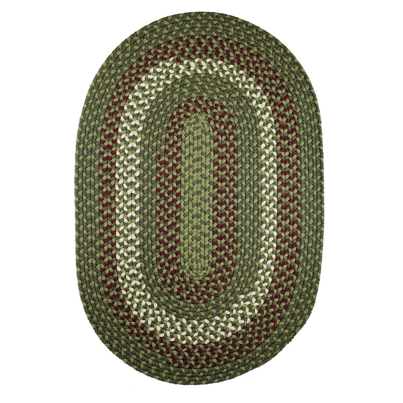 Rhody Rug Rhody Rug Mission Hill Indoor/Outdoor Braided Area Rug High Traffic Sage Green 2' x 3' Oval Reversible 2' x 3' Accent, Outdoor, Indoor Entryway Oval