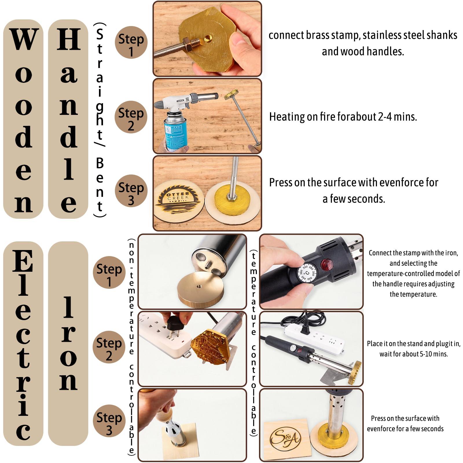 Bliver Custom Branding Iron for Wood Personalized Electric Logo Metal Branding Iron Durable Leather Iron Stamp Wedding Gift Handcrafted by Design for Meat Wood Paper Plastic-2"