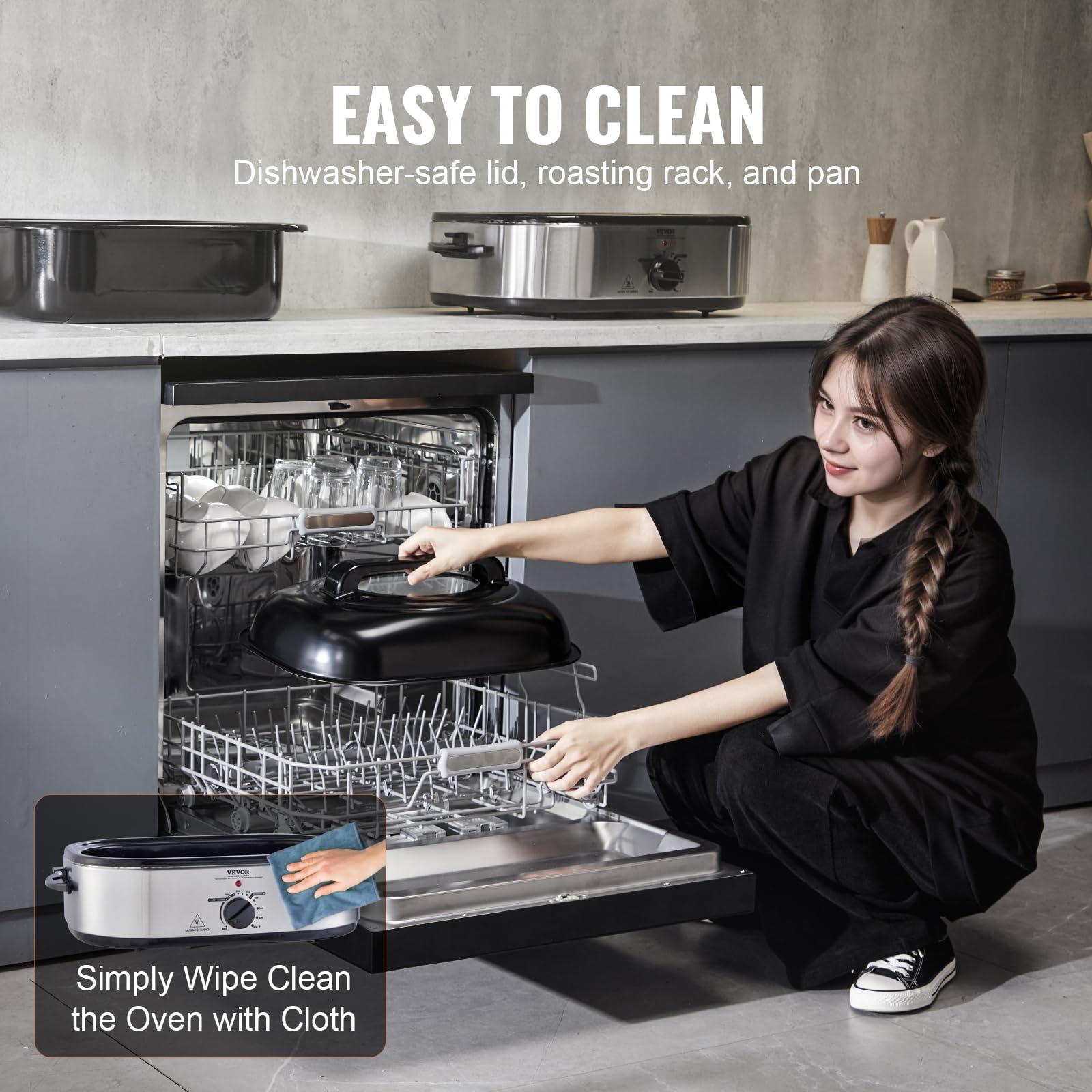 VEVOR VEVOR Electric Roaster Oven, 22 QT Turkey Roaster Oven with Self-Basting Lid, 1450W Roaster Oven with Defrost & Warm Function, Adjustable Temp, Removable Pan & Rack, Fits Turkeys Up to 26LBS, Silver