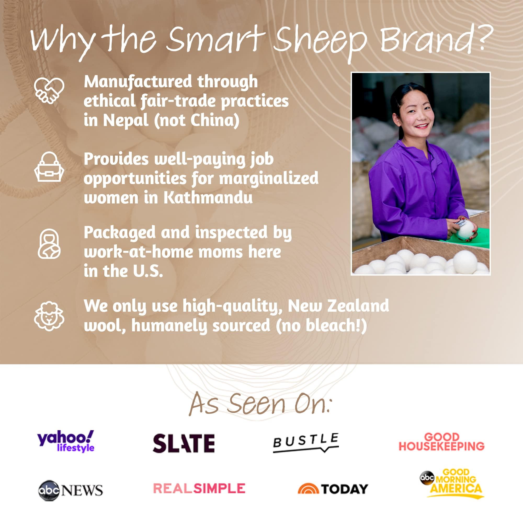 Smart Sheep Wool Dryer Balls - Smart Sheep 3-Pack - XL Premium Natural Fabric Softener Award-Winning - Wool Balls Replaces Dryer Sheets - Laundry Balls