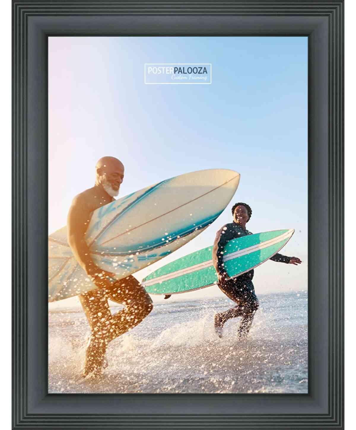 Poster Palooza Poster Palooza 34x22 Contemporary Black Complete Wood Picture Frame with UV Acrylic Plexiglass, Foam Board Backing & Hardware Included