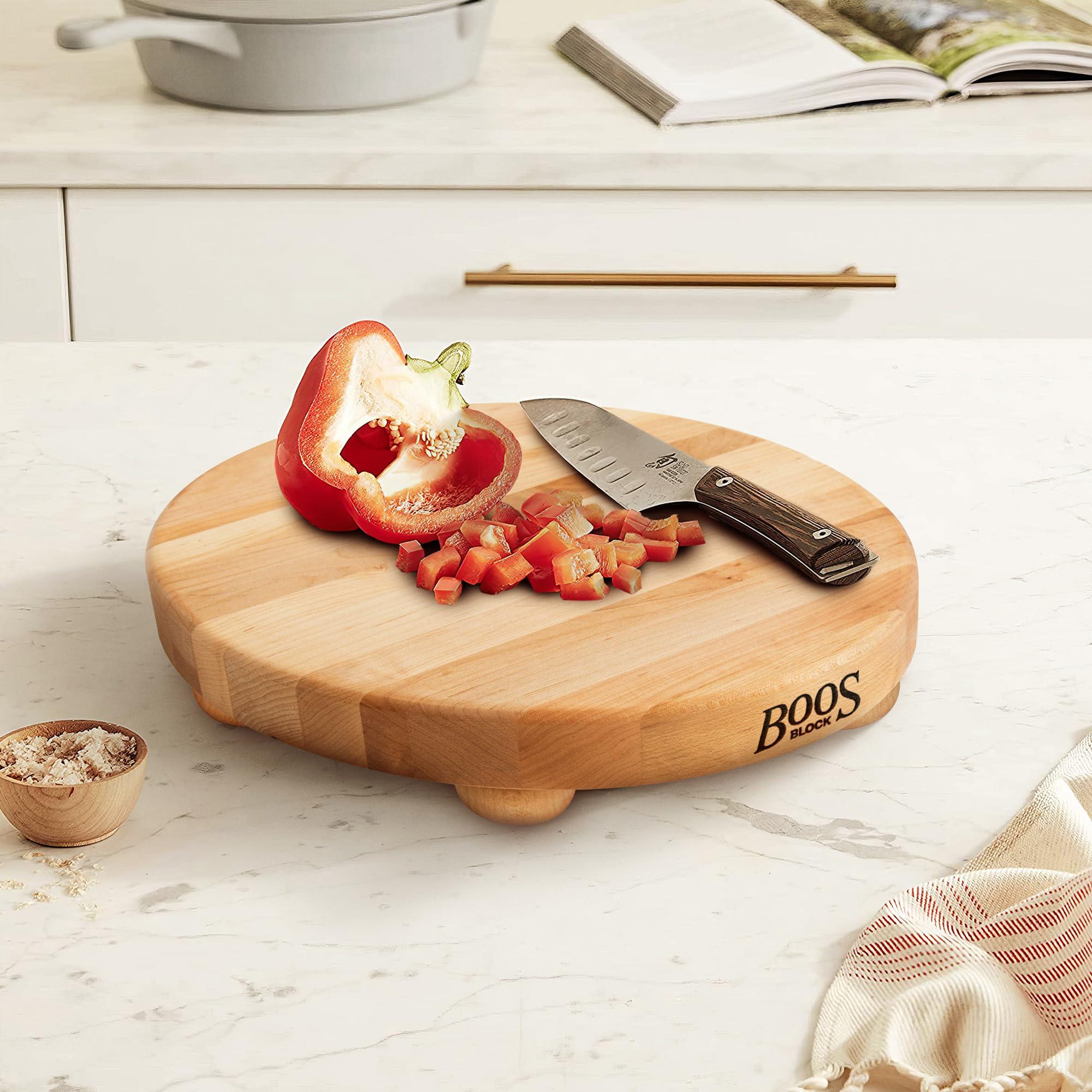 John Boos John Boos Boos Block B Series Round Wood Cutting Board with Feet, 1.5-Inch Thickness, 12\" x 12\" x 1 1/2\", Maple