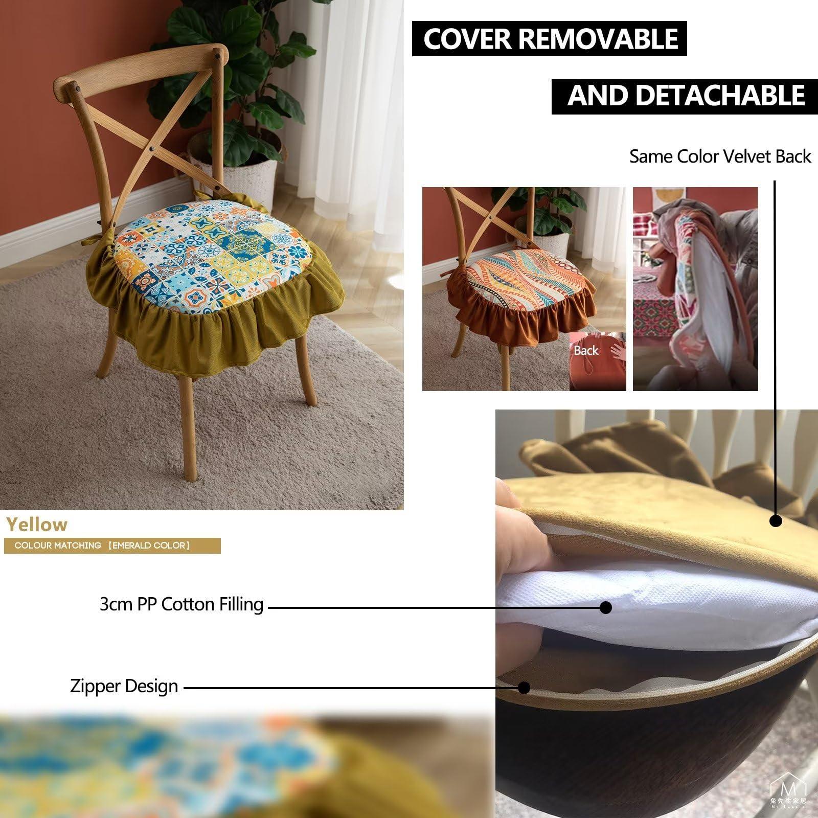 ZIBENE ZIBENE Chair Pad Cushions for Dining Chairs with Skirt, Chair Pads for Dining Chairs 6 Pack with Ties, 45x45 Seat Cushion for Kitchen Chairs Cushion, Cover Washable and Removable Pink