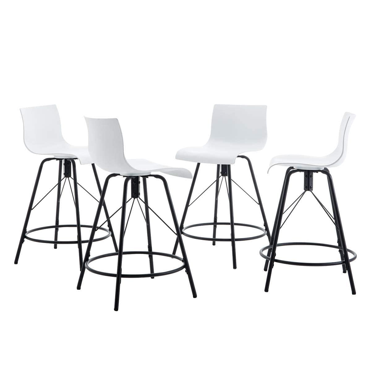 Changjie Furniture Changjie Furniture Swivel Bar Stools Set of 4 Counter Height Stools Modern Side Chairs Pub Chairs for Kitchen 26 inch, White