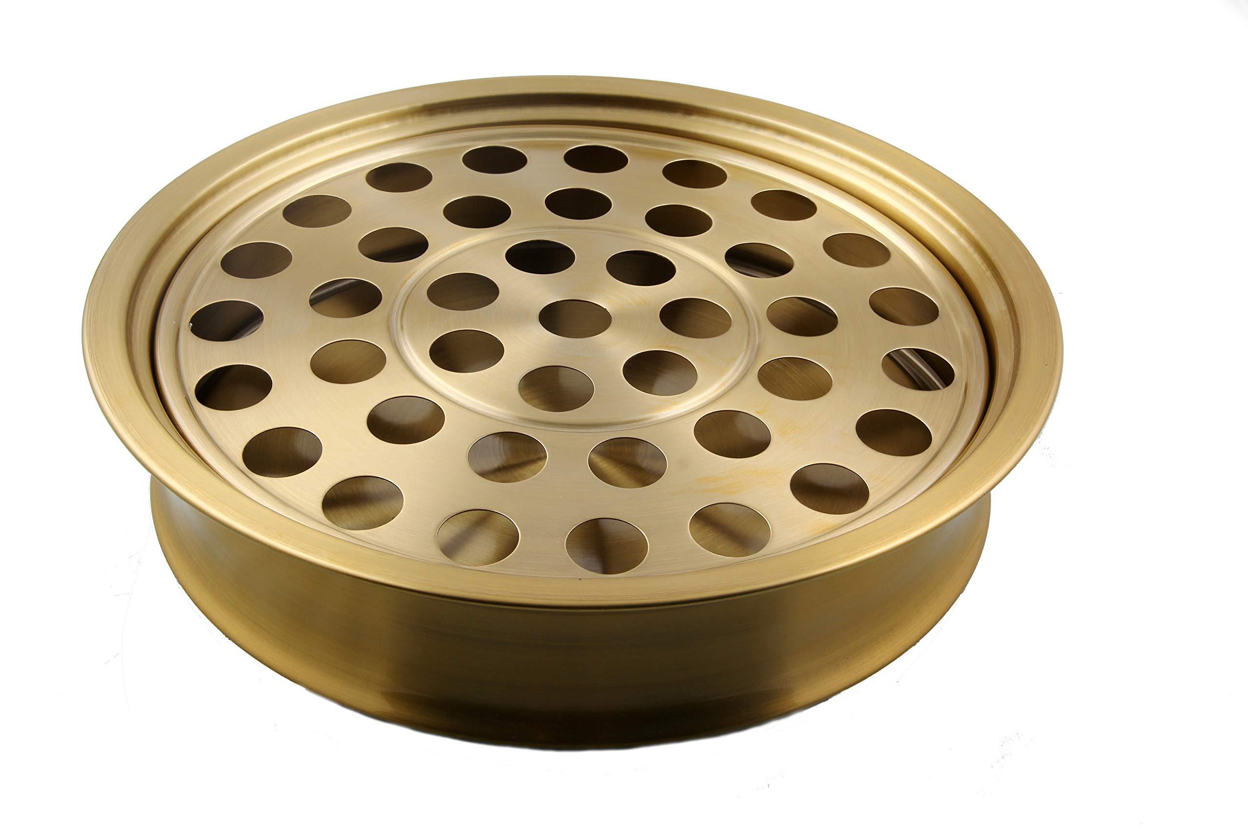 Mayur Exports Communion Ware Holy Wine Serving Tray with A Lid & A Stacking Bread Plate with A Lid - Stainless Steel (Brass/Gold)
