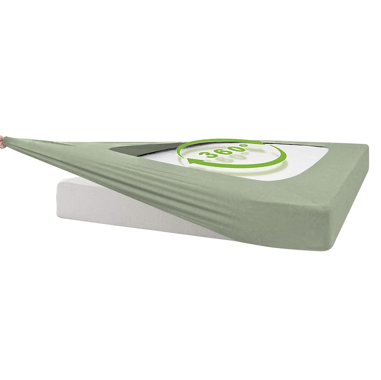 Protocott Protocott Box Spring Cover Queen Size - 100% Egyptian Cotton Wrap Around 4 Sides Bed Skirt for Hotel & Home, Fits Luxury Super Soft Box Springs up to 14 - Queen, Light Sage