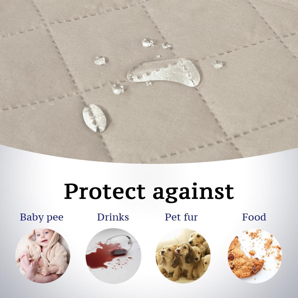 H.VERSAILTEX H.VERSAILTEX Reversible Couch Cover for 2 Cushion Couch Water Resistant Loveseat Washable Furniture Cover with Non-Slip Elastic Strap for Dogs, Pets, Kids(Oversized Loveseat, Pale Oak)