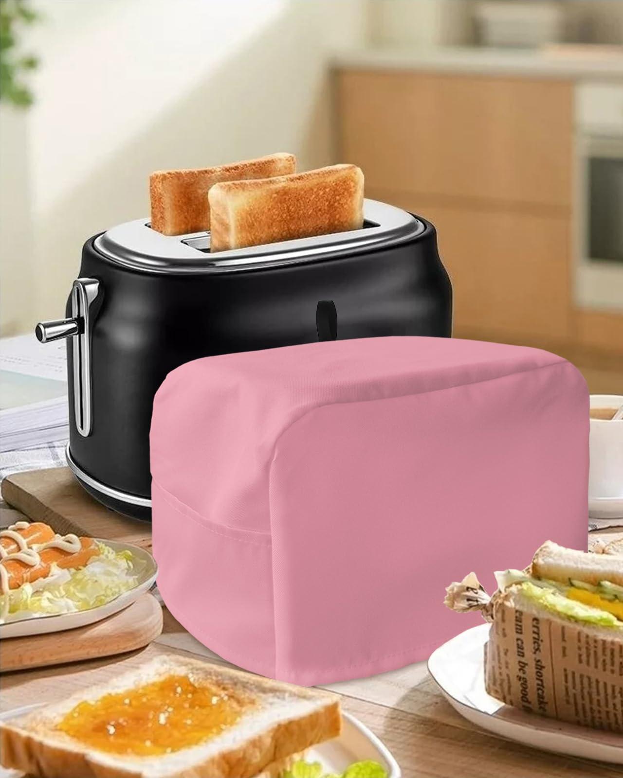 Lsrtoss Pink Toaster Cover 4 Slice, Large Kitchen Appliance Covers, Pure Pink Toaster Oven Cover with Loop, Bread Machine Cover Polyester Dust Cover Protection