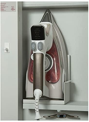 Iron-A-Way Iron-A-Way E-46-L Ironing Center - 46" Built-in Ironing Board with Electric System, Light, and Timer - Left Hinged Door - Flat White