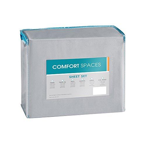Comfort Spaces Comfort Spaces Coolmax Moisture Wicking Sheet Set Soft, Fade Resistant, All Elastic Deep Pocket Fits Up to 16" Mattress - Warm Weather Cooling Sheets for Night Sweats, Full, Grey, 4 Piece