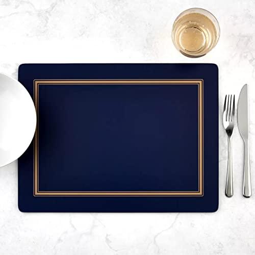 Pimpernel Pimpernel Classic Midnight Blue Collection Placemats | Set of 4 | Heat Resistant Mats | Cork-Backed Board | Hard Placemat Set for Dining Table | Measures 15.7” x 11.7”