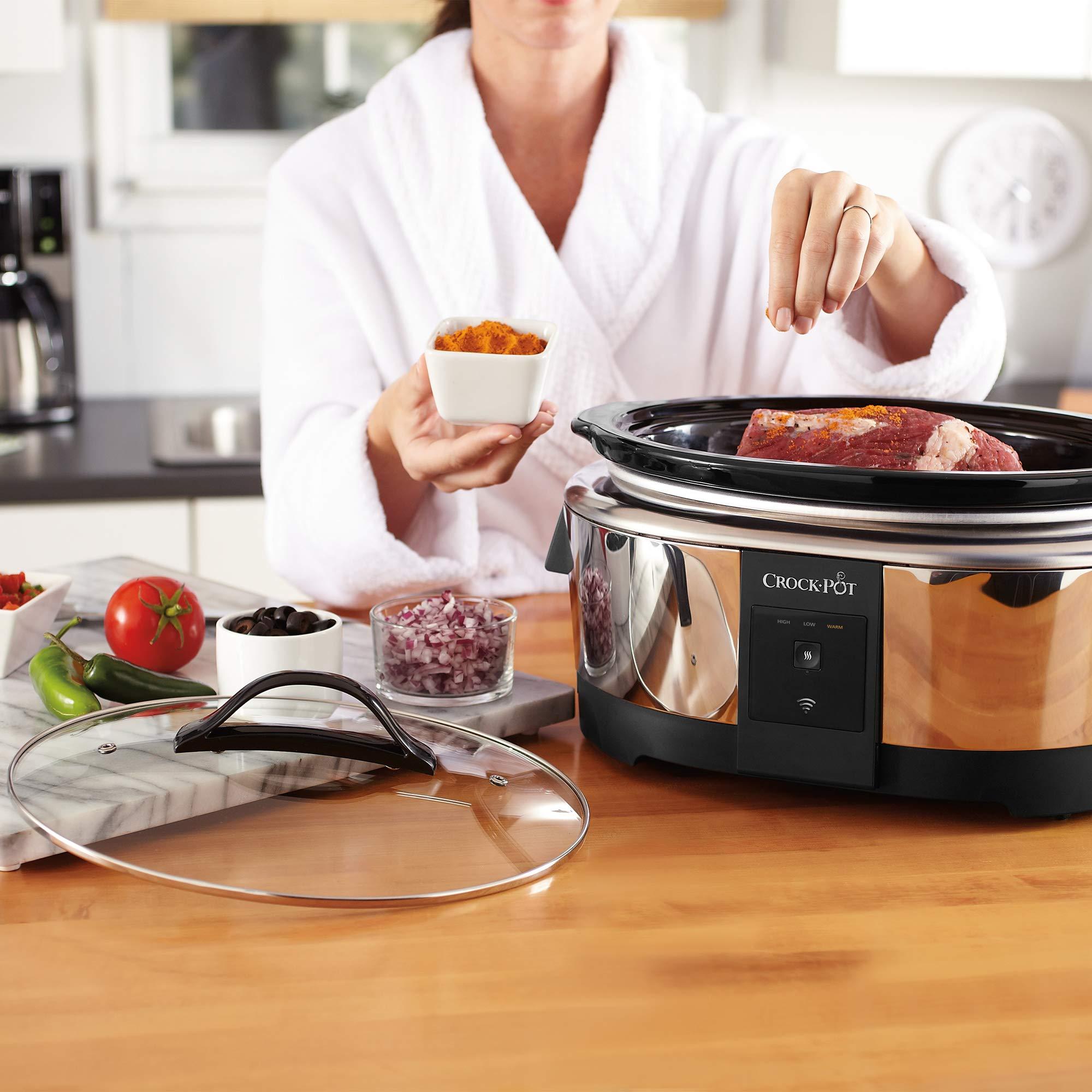 Crock-Pot Crock-Pot 6 Quart Programmable Slow Cooker and Food Warmer Works with Alexa, Stainless Steel (2139005)