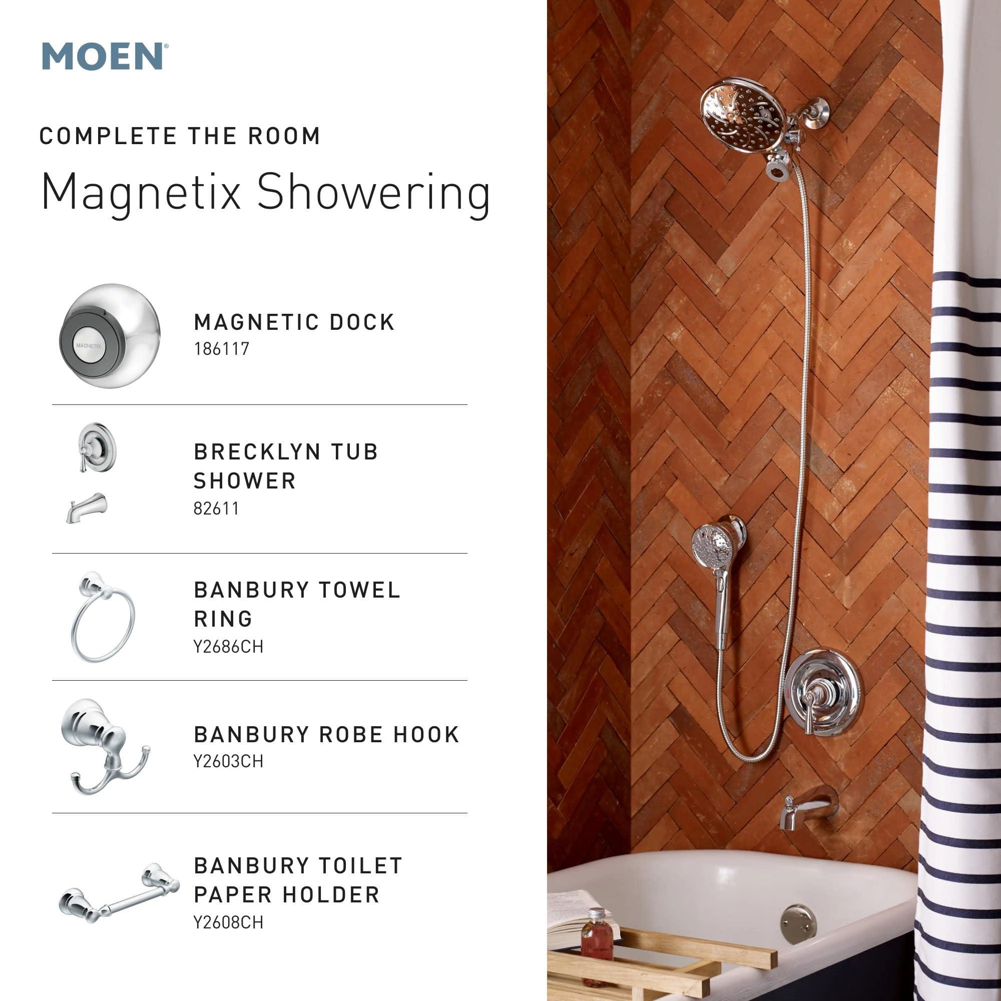Moen Moen 26009 Tub Faucets and Accessories Magnetix 2.5 GPM Handheld/Rain Shower Head 2-in-1 Combo Featuring Magnetic Docking System, Chrome