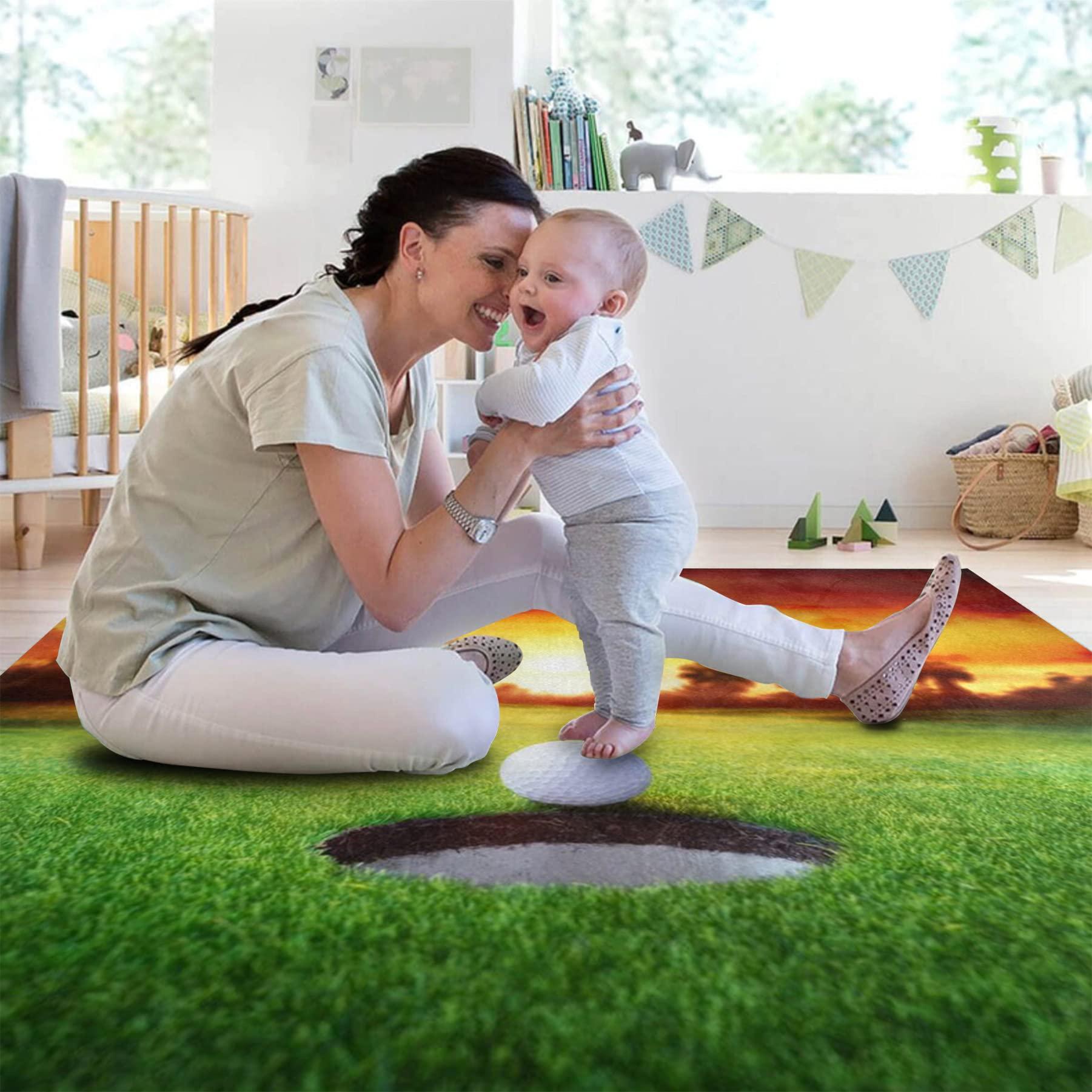 Oueoty Oueoty Sunset Sport Golf Ball Area Rug Rugs for Living Room Bedroom 4x5ft/48x60in/120x150cm