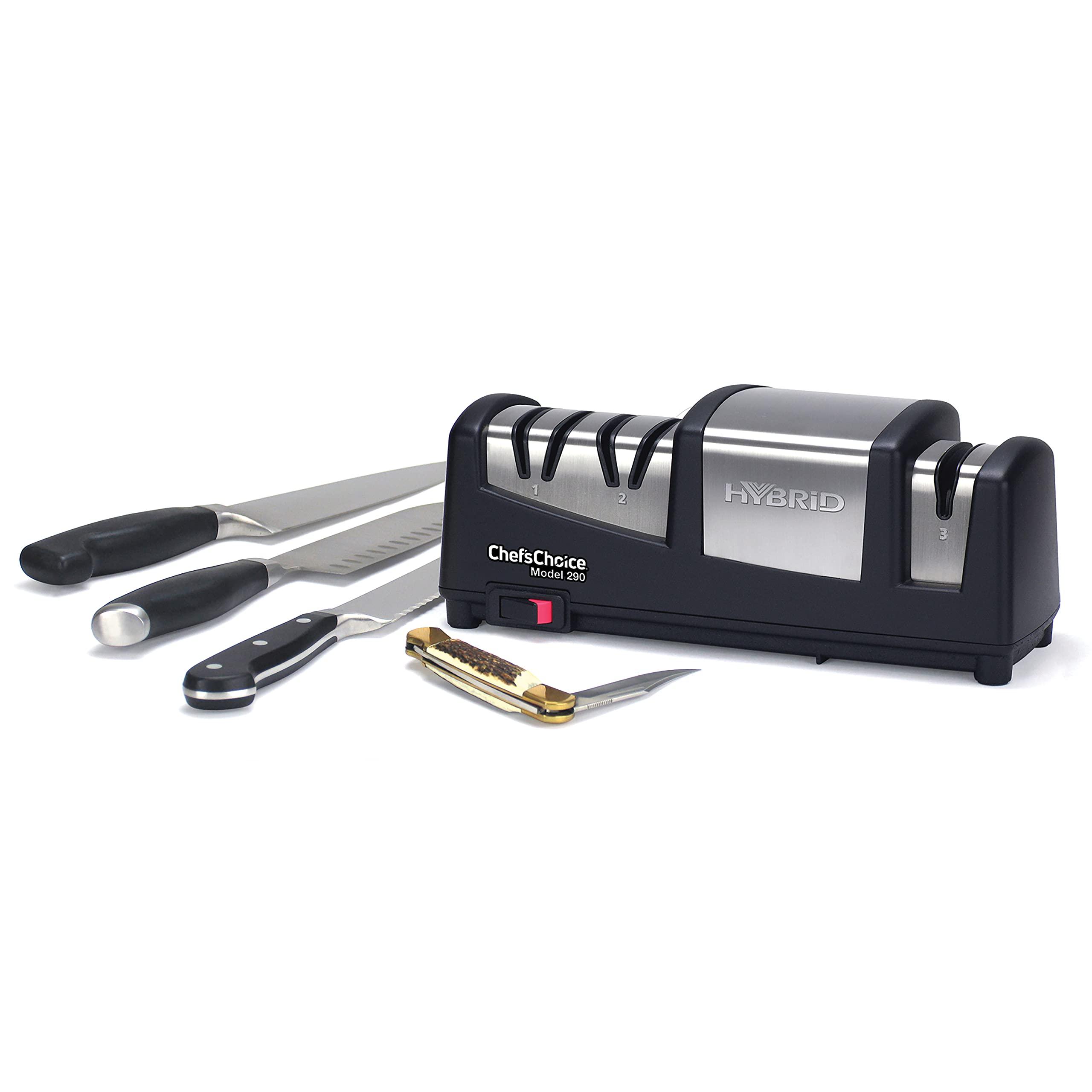 Chef's Choice ChefsChoice 290 Knife Sharpeners AngleSelect Hybrid 15 and 20-Degree Diamond Hone, 3-Stage, Black