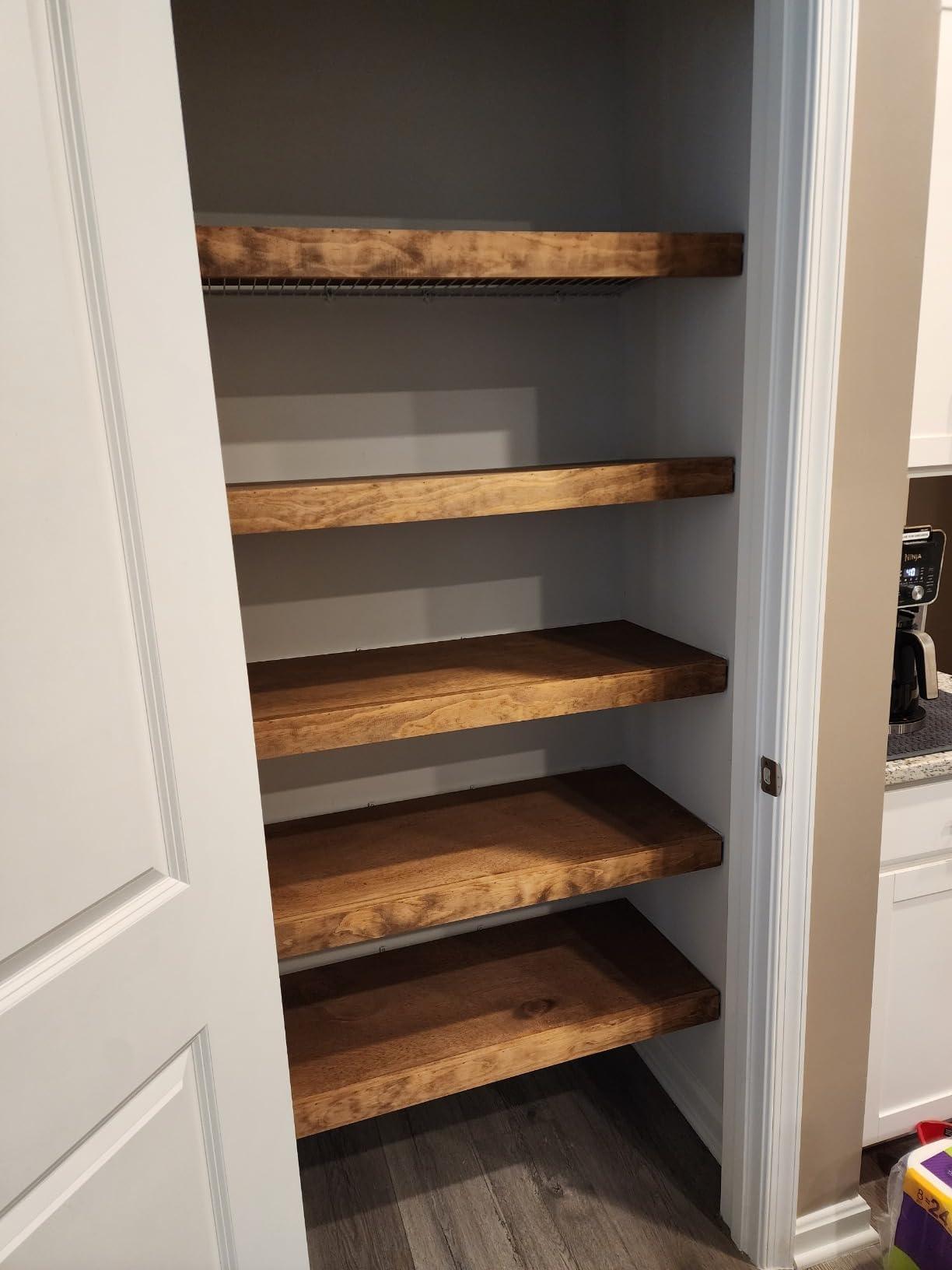 Crafted Palm Wire rack cover removable wood shelf covering for closet, kitchen pantry, bathroom, office, hallway or mudroom shelving wooden board upgrade (28 Inch Length, 12 Inch Deep, Early American)