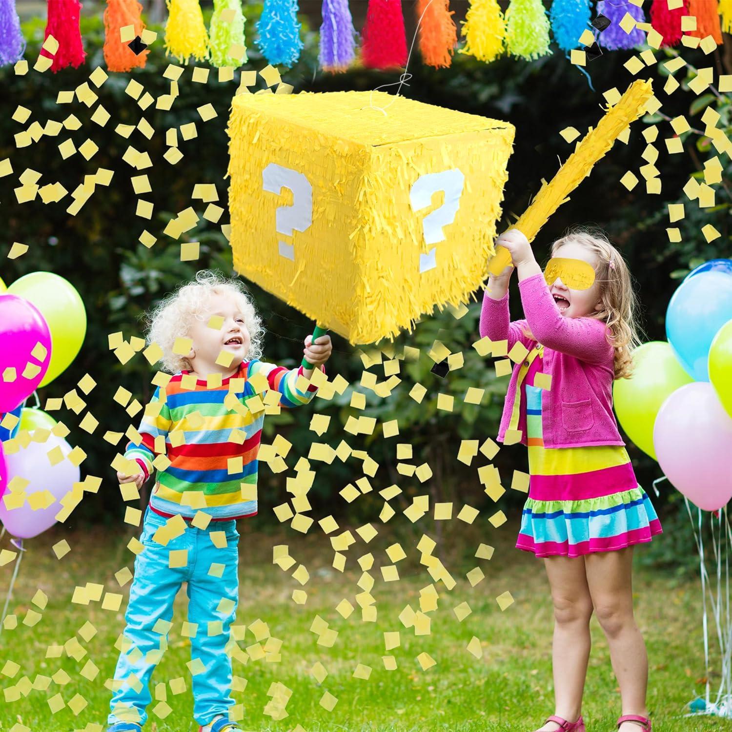 NINOSTAR NINOSTAR Super Gamer 13.3 Pinata Storage Glowing Box Perfect for Birthdays, Parties, Gaming - Piata Large, Yellow, White, MR700