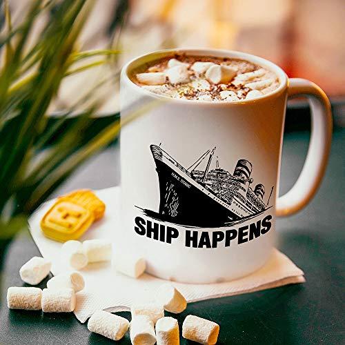 TWISTED ENVY TWISTED ENVY 11 Oz Ceramic Coffee Mugs - Titanic Ship Happens Printed White Tea Cup - Novelty, Funny Gifts for Home and Office, Friends, Men, Women
