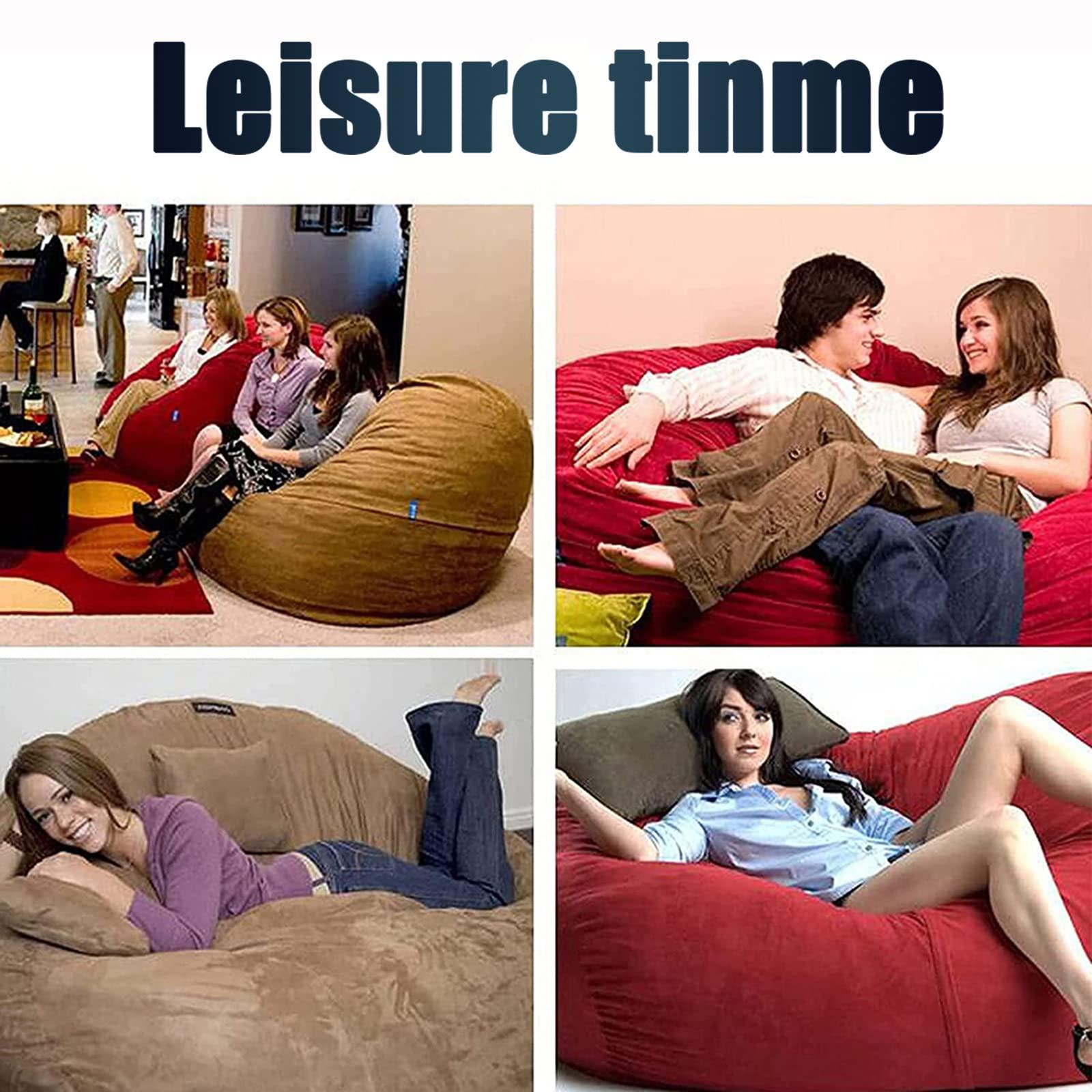 Handlufe Handlufe 5/6/7ft Breathable and Comfortable Bean Bag Chair (No Filler) Giant Fur Bean Bag Cover Big Round Soft Fluffy Faux Fur BeanBag Washable Lazy Sofa Bed Cover