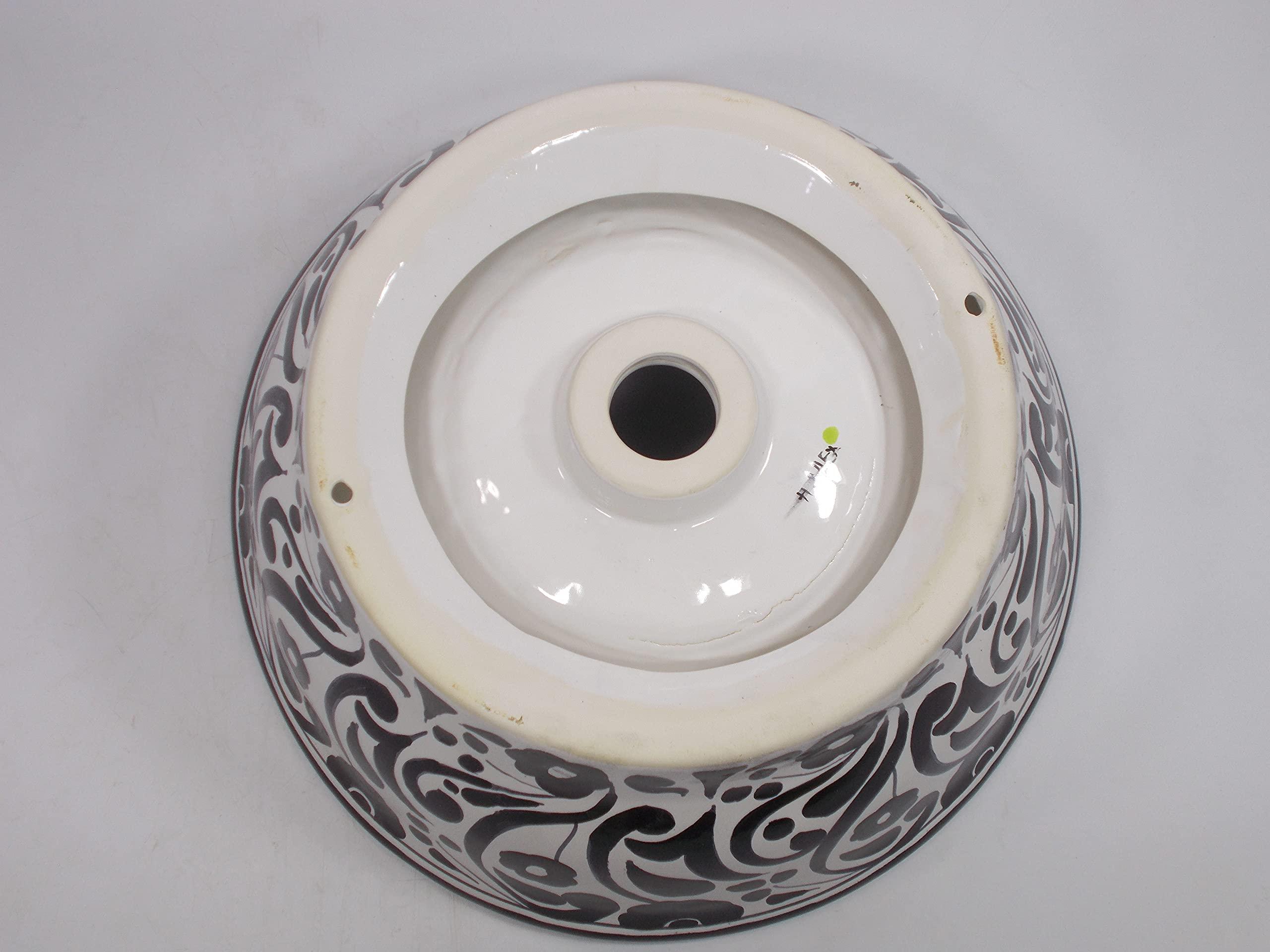 Generic 16\" ROUND TALAVERA SINK ceramic bathroom vessel sink, mexican handmade folk art