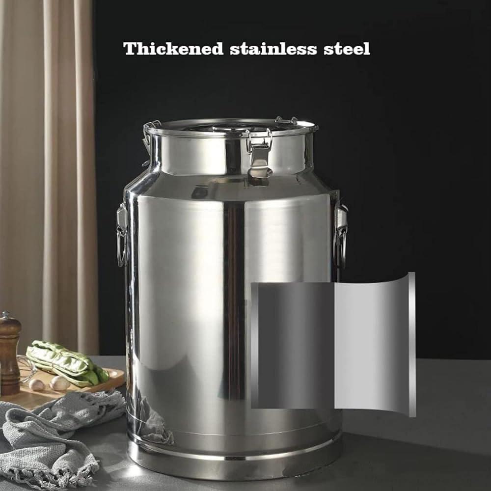 LRTYZBD LRTYZBD Stainless Steel Milk Can - Airtight Milk Oil Tank Water Jug Wine Transport Barrels with Sealed Lid and Spigot for Liquid Storage Container-A||5L