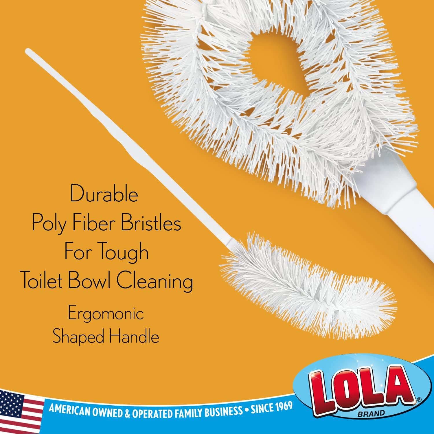 LOLA Lola Products Toilet Bowl Brush w/Curved Head, Coated Wire, Durable Poly Bristles, Reaches Under Toilet Bowl Rim, 1 Pack