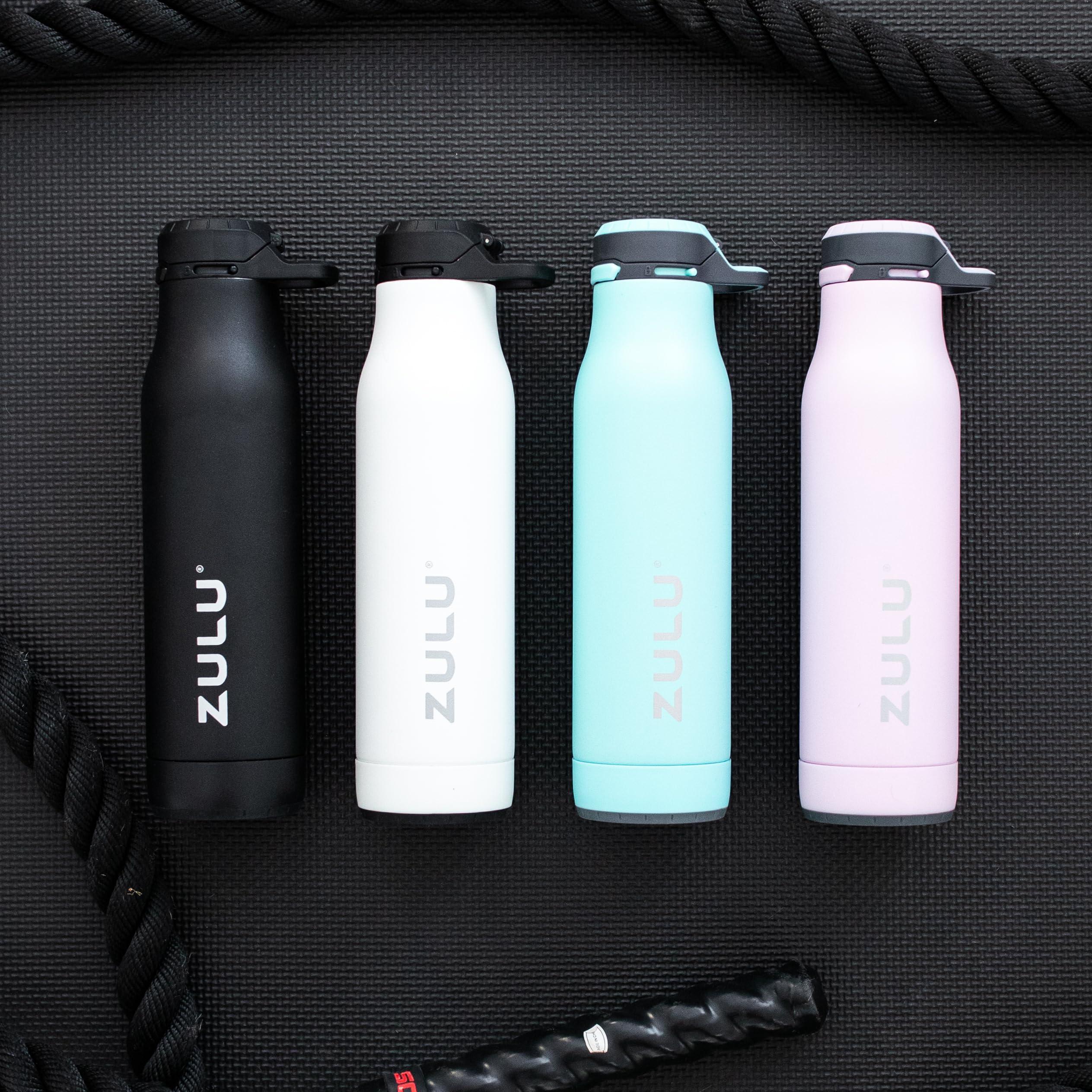 ZULU Zulu Ace 24oz Vacuum Insulated Stainless Steel Water Bottle with Chug Spout | Leak-Proof Locking Lid and Removable Base |Reusable Bottle for Cycling Sports Gym Travel Bicycle Bottle Cage | Black