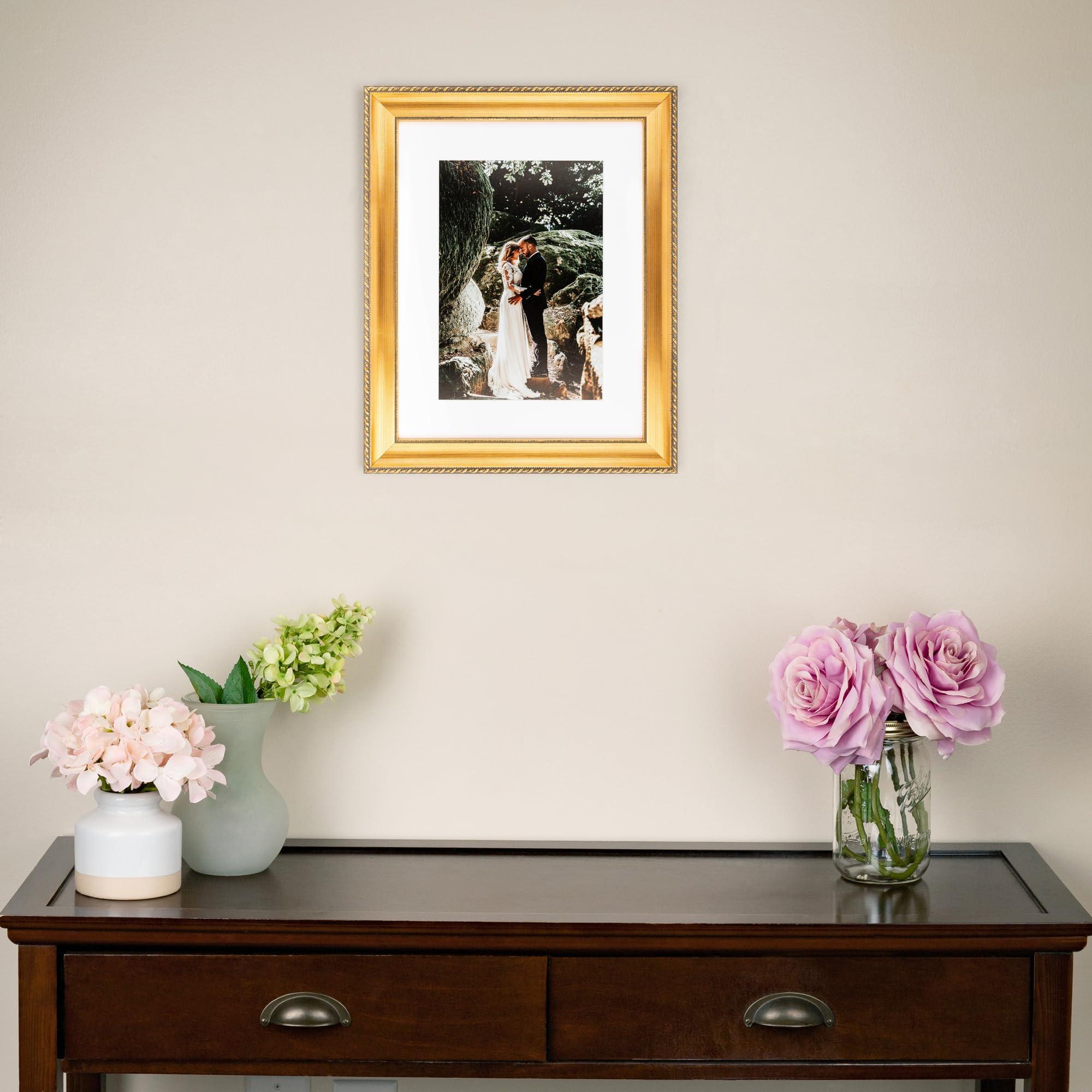 ArtToFrames ArtToFrames 20x20 inch Muted Gold with Metallic Detailing Wood Picture Frame, WOMD5026-20x20
