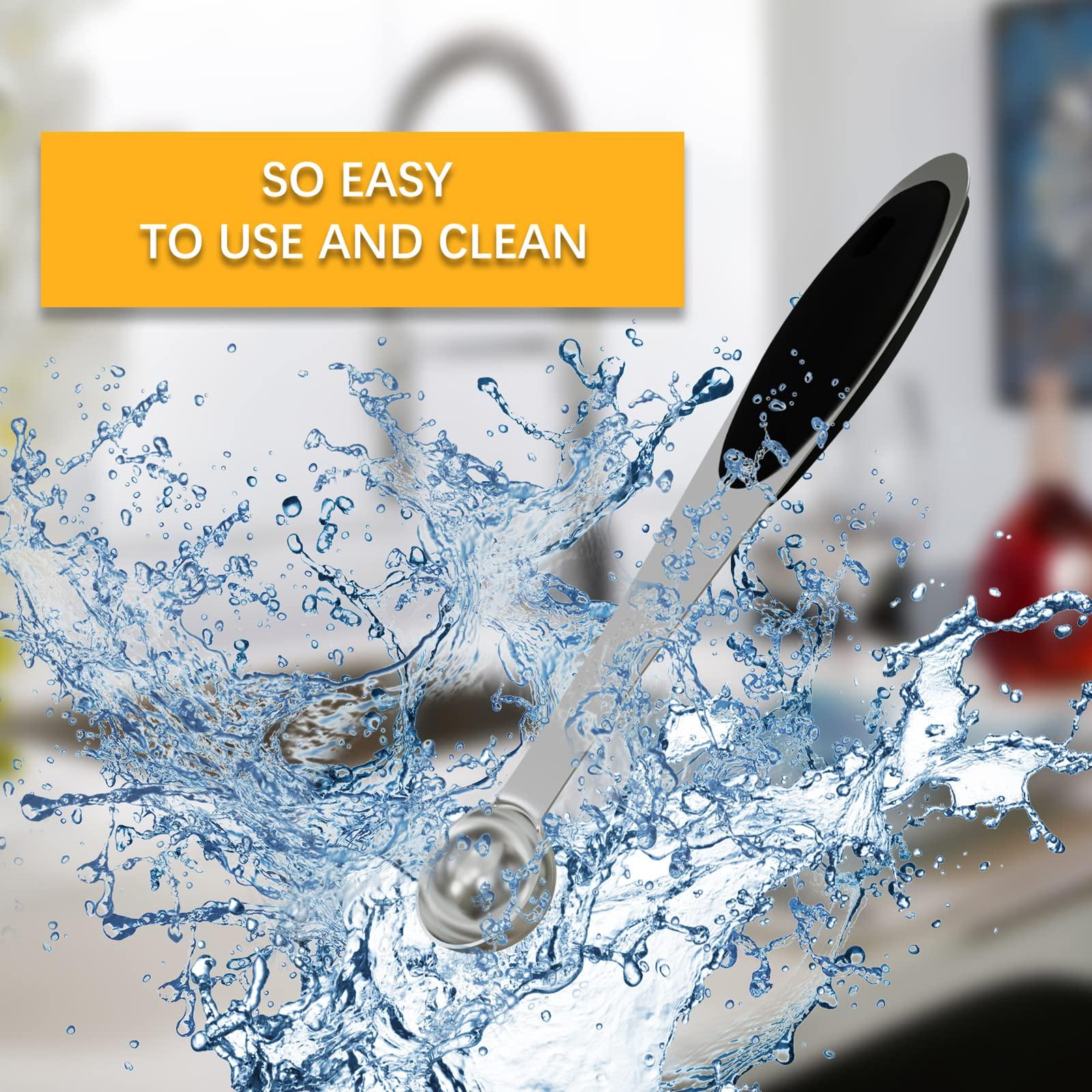 LEIFENY LEIFENY 2PCS 1/4 Tsp(1.25ml) Single Measuring Spoon with Black Silicone Grip, Stainless Steel Individual Measure Scoop Only