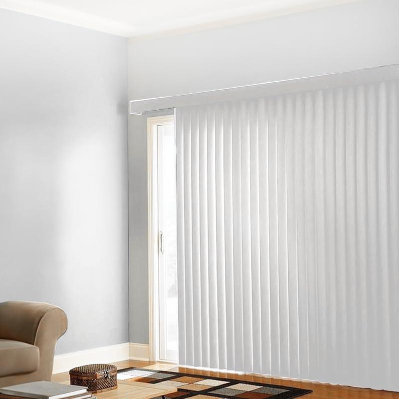 BlindDen BlindDen - Vinyl Vertical Window Blinds for Home - Vertical Blinds for Sliding Glass Doors - White (42" W x 60" H)