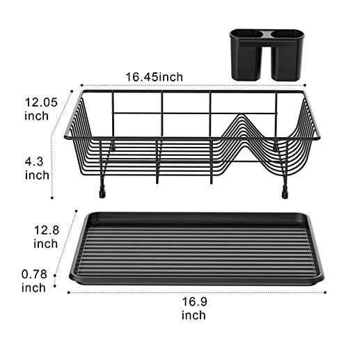 TBWFRD Dish Drainers Dish Drainers Dish Drying Rack|Small Dish Rack with Tray Compact Dish Drainer for Kitchen Counter Cabinet|Stainless/Detachable Dish Rack|Black16.45``*12.05\'\'*4.3\'\'Kitchen Stora