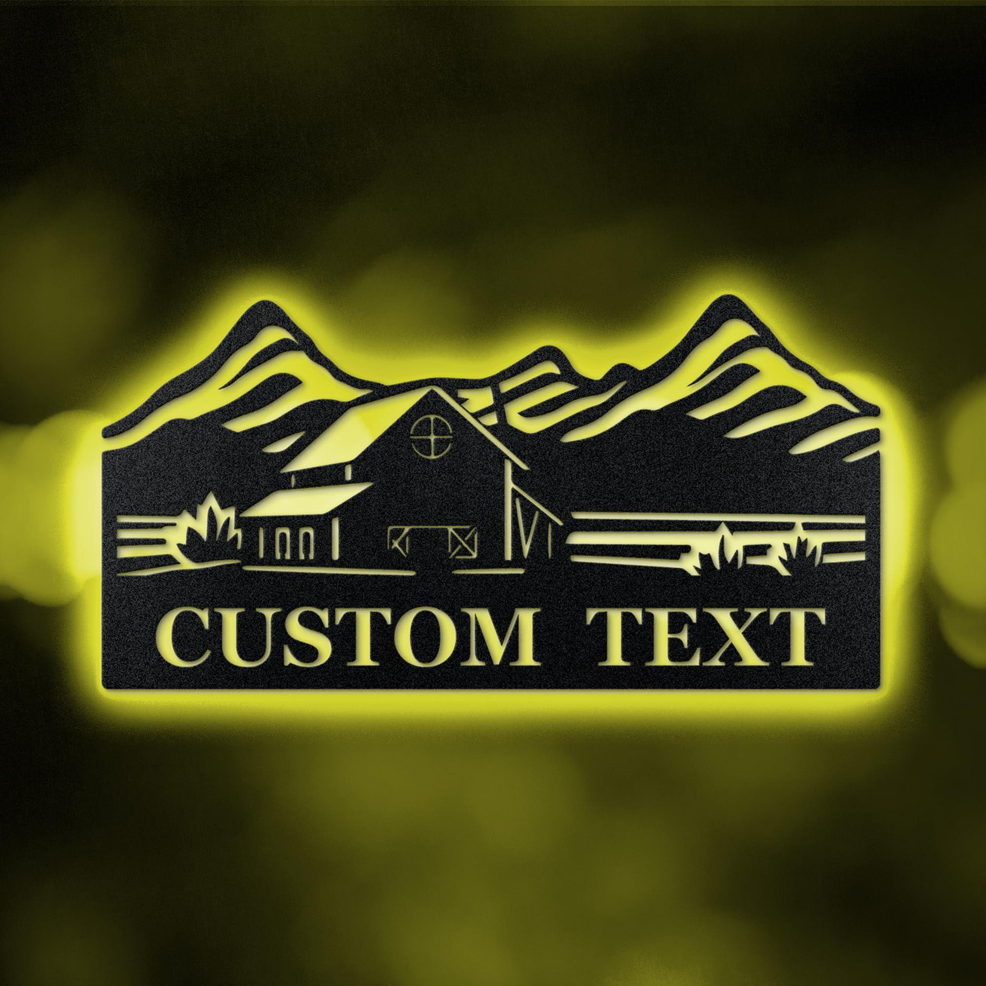 CJOTPPOT Personalized Mountain Range Name Sign, Custom Nature Landscape Metal Address Sign, Mountain Home Wall Decor, Cabin Lodge Sign, Custom Cabin Camp Sign