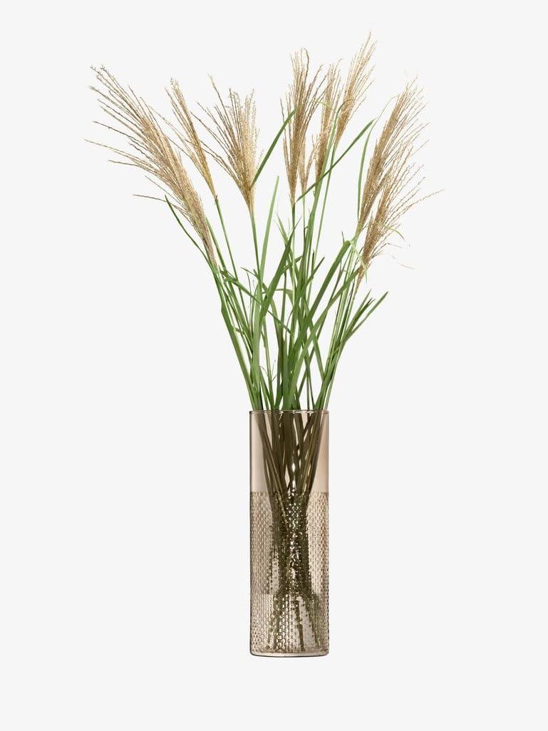 LSA International LSA International Wicker Taupe Tall Vase 15.75, Luxury Modern Decorative Mouth Blown Glass Flower Holder with Textured Finish