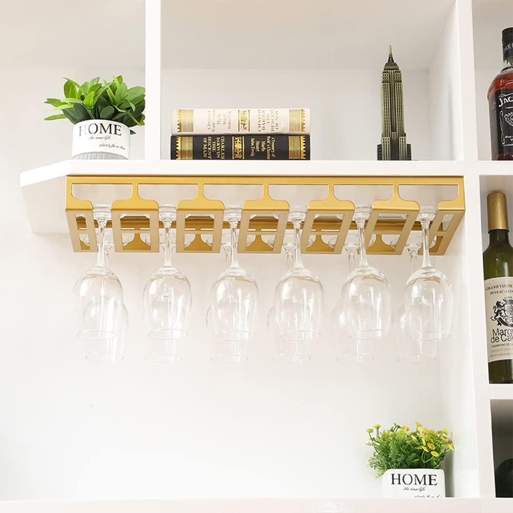 NWB Stylish Modern Wine Rack Wall Mounted,Under Cabinet Stemware Wine Glass Holder, Metal Wine Glass Organizer Glasses Storage Hanger for Kitchen Cabinet Bar Decor,Perfect for Wine lovers