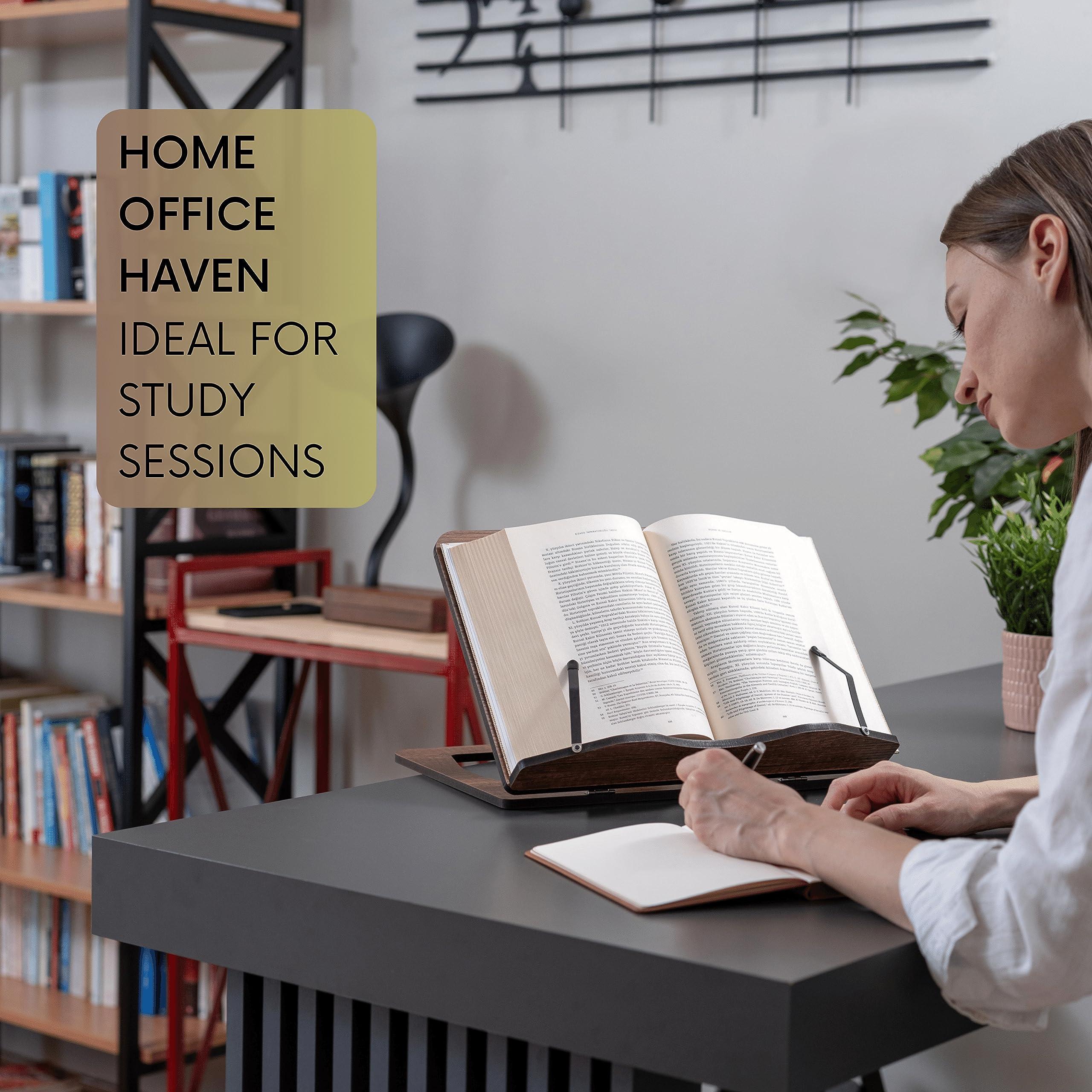 Vigo Wood Vigo Wood Book Stand, Book Holder, Reading Stand, Cookbook Holder, Recipe Book Stand, Wooden Book Stands for Reading, Cookbook Stand for Kitchen, Book Holder for Reading in Bed (Walnut)