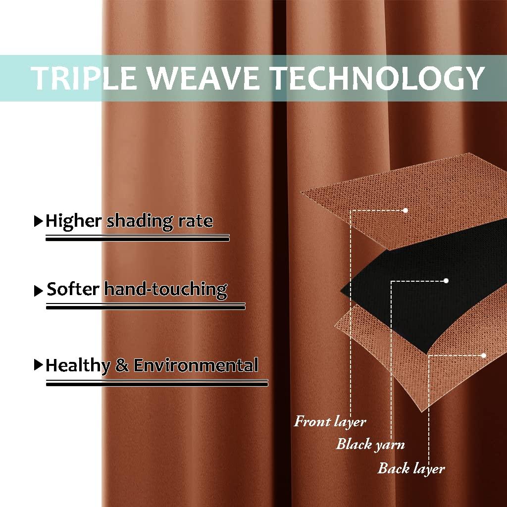 NICETOWN NICETOWN 100% Blackout Curtains 54 inches Long, Double-Deck Completely Blackout Window Treatment Thermal Insulated Lined Drapes for Small Window (Burnt Orange, 1 Pair, 46 inches Width Each Panel)