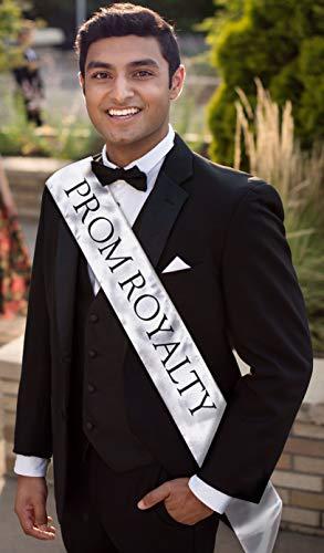 Anderson\'s Anderson\'s Prom Royalty Sashes, Silver with Black Imprint, Pack of 2, Prom Sashes for Prom Court, High School Dance, Party, Costume, Event