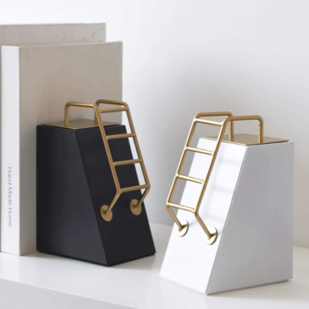 RSLEE RSLEE Bookends for Shelves Bookends Book Stoppers Decorative Book Ends Ladder Design Bookend Reading Book End Bookshelf Decor for Office Book Ends for Heavy Books (Color : Black-2pair)