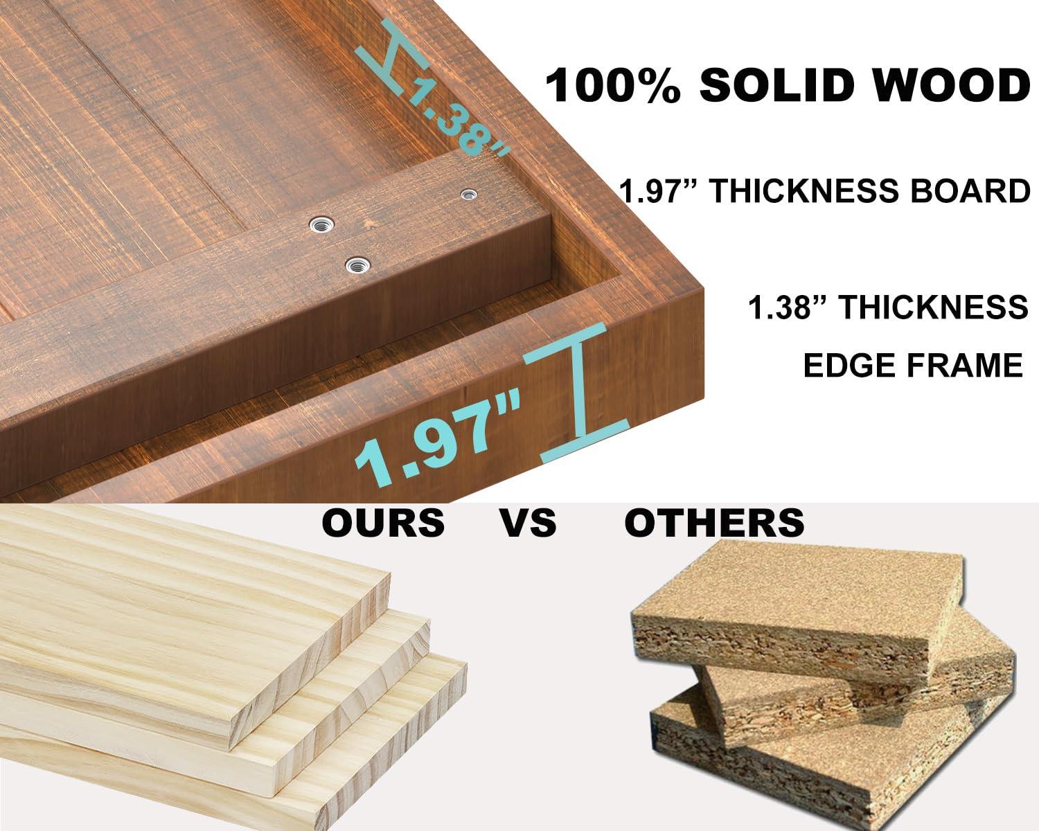 IBF IBF Natural Wood Coffee Table, Rustic Solid Real Wood Center Table for Living Room, Rectangle Metal Modern Industrial Minimalist Wooden Cocktail/Tea Table, Rustic Brown, 47 Inch