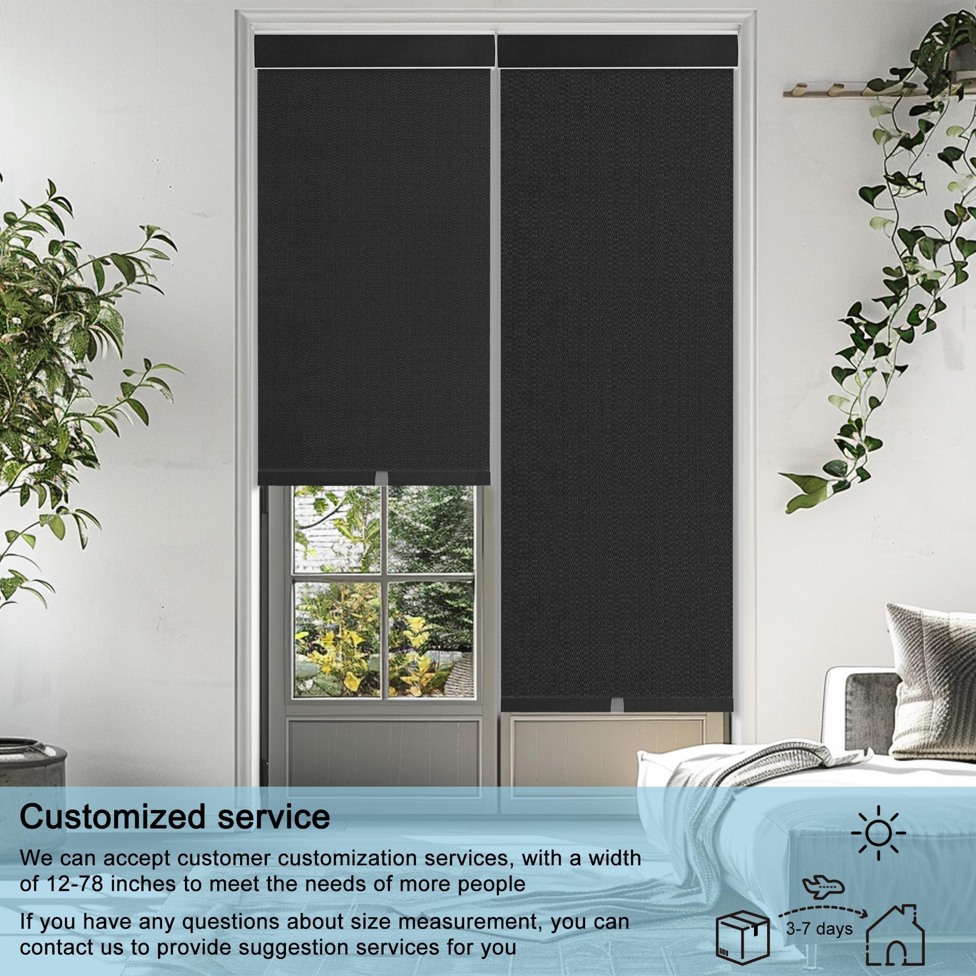 BERISSA BERISSA 100% Blackout Pull Down Window Shades Blinds for Indoor Windows Room Darkening Roller Shades Thermal Insulated Up and Down Blinds for Home Custom Shades(34.25" W x 68" H) Black